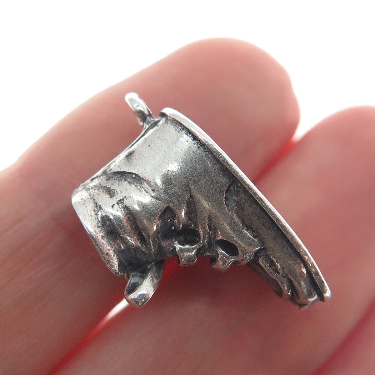 925 Sterling Silver Vintage Shoe Oxidized Minimalist 3D Charm Pendant