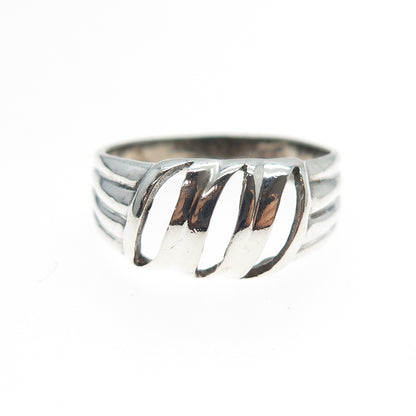 925 Sterling Silver Vintage Modernist Oxidized Ring Size 9.5