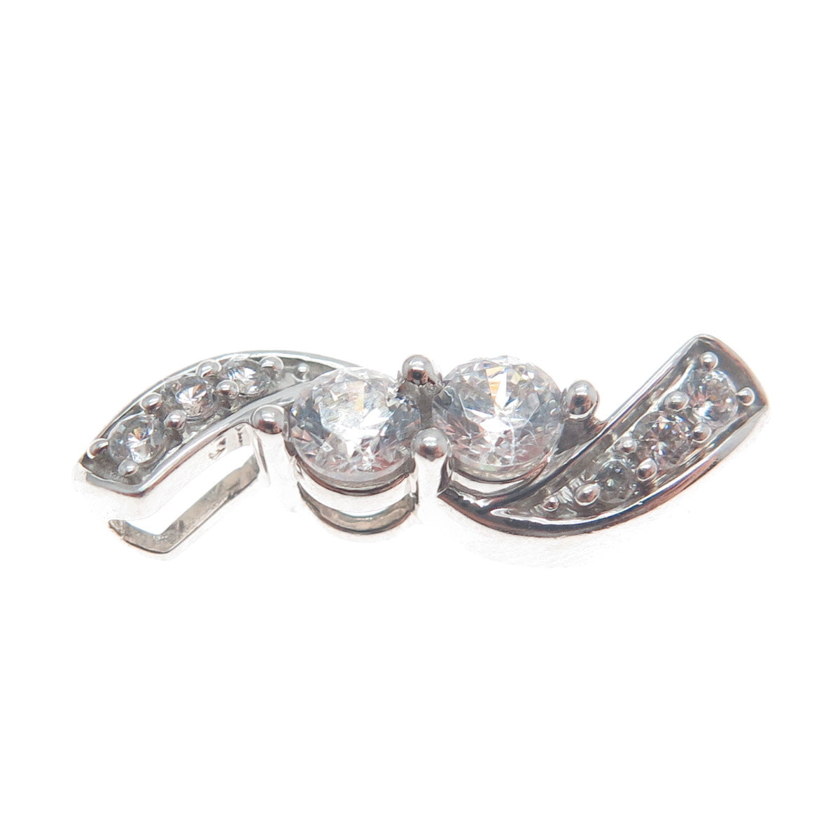 925 Sterling Silver Round-Cut Shaped C Z Journey Sparkle Slide Pendant