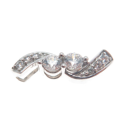925 Sterling Silver Round-Cut Shaped C Z Journey Sparkle Slide Pendant