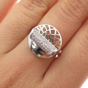 925 Sterling Silver Round-Cut C Z Modernist Lotus Ring Size 7