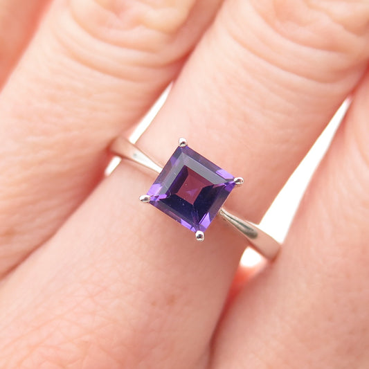 925 Sterling Silver Vintage Real Amethyst Ring Size 8