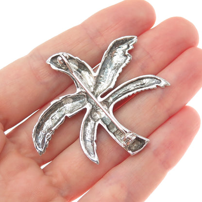 925 Sterling Silver Vintage Coconut Palm Tree Oxidized Pin Brooch