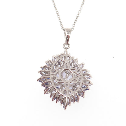 Chuck Clemency Sterling Silver Real Tanzanite Floral Cable Chain Necklace 20"