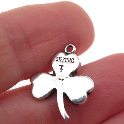 Tommy Long Navajo Old Pawn 925 Sterling Vintage Turquoise Inlay Clover Pendant