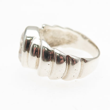 925 Sterling Silver Vintage Oval-Cut C Z Modernist Ring Size 7.25