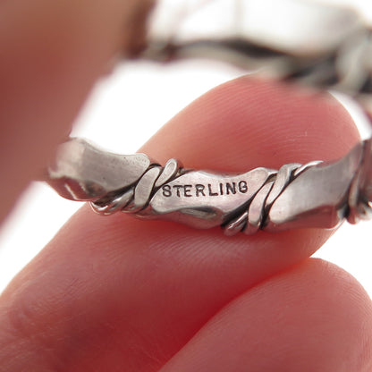 925 Sterling Silver Vintage Modernist Twisted Oxidized Band Ring Size 9.75
