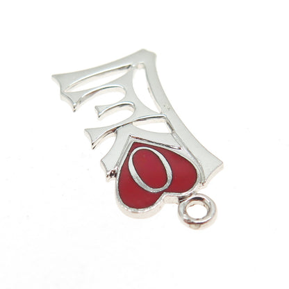 GRIFFITH & SONS CO 925 Sterling Silver Vintage Red Enamel LOVE Pendant