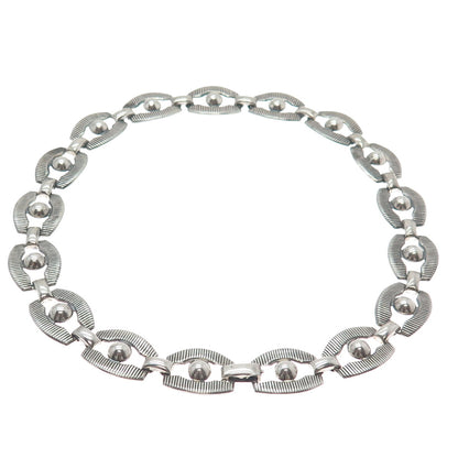 DANECRAFT 925 Sterling Silver Antique Art Deco Beaded Panel Chain Necklace 16"
