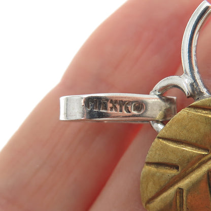 925 Sterling Silver 2-Tone Vintage Mexico Apple 3D Charm Pendant