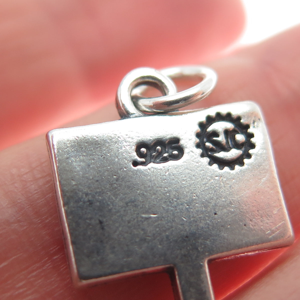 SUNDANCER 925 Sterling Silver Vintage Sold Sign Minimalist Charm Pendant