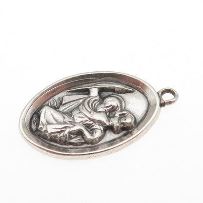 ATELIER 925 Sterling Silver Antique Art Deco St. Christopher Emergency Pendant