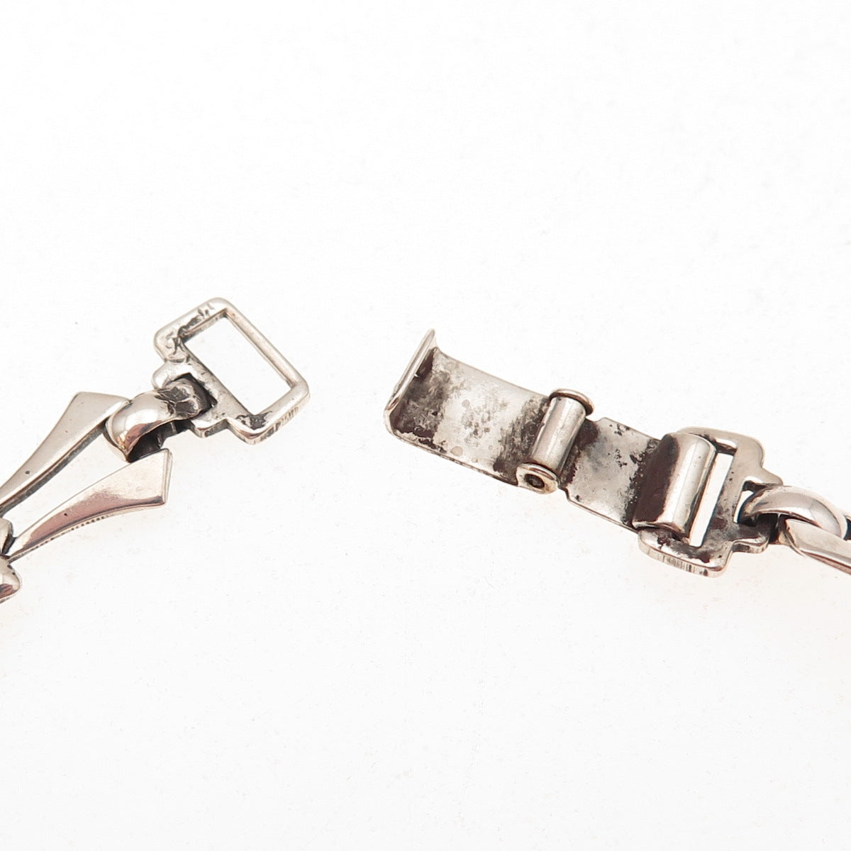 925 Sterling Silver Antique Art Deco Floral Oxidized Bracelet 7.5"