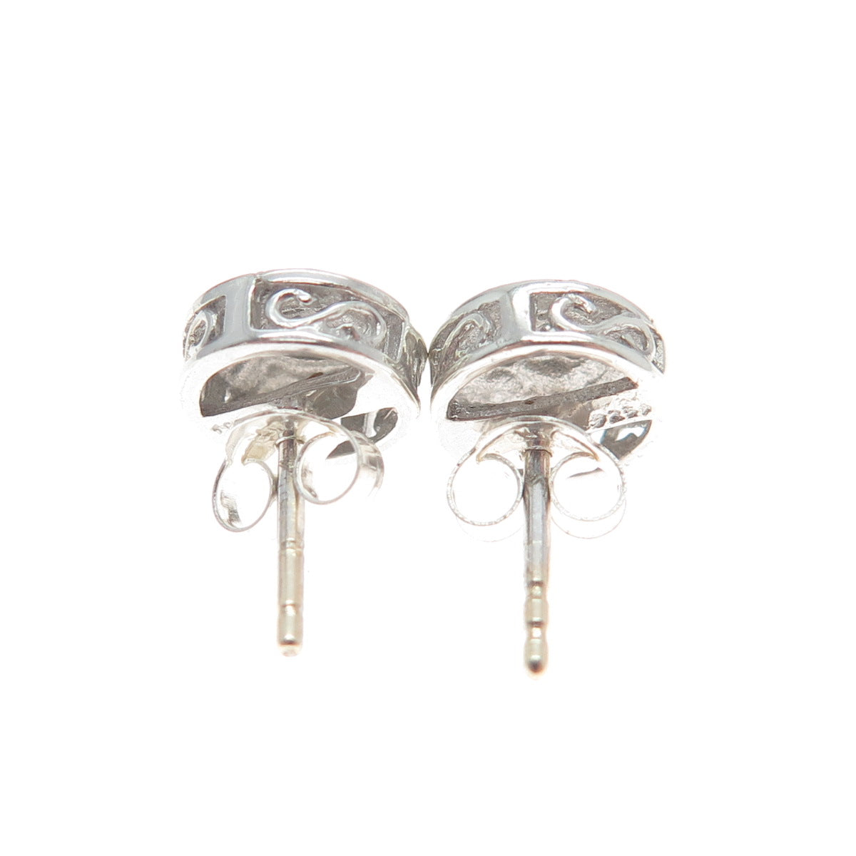 925 Sterling Silver Real Round-Cut Diamond Stud Earrings