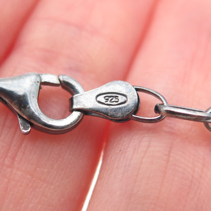 925 Sterling Silver Vintage Italy Lock & Key Oxidized Chain Necklace 16"