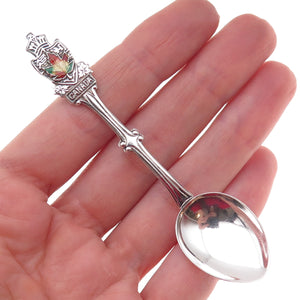 Ecco 925 Sterling Silver Antique Art Deco Enamel Canada Maple Leaf Coffee Spoon
