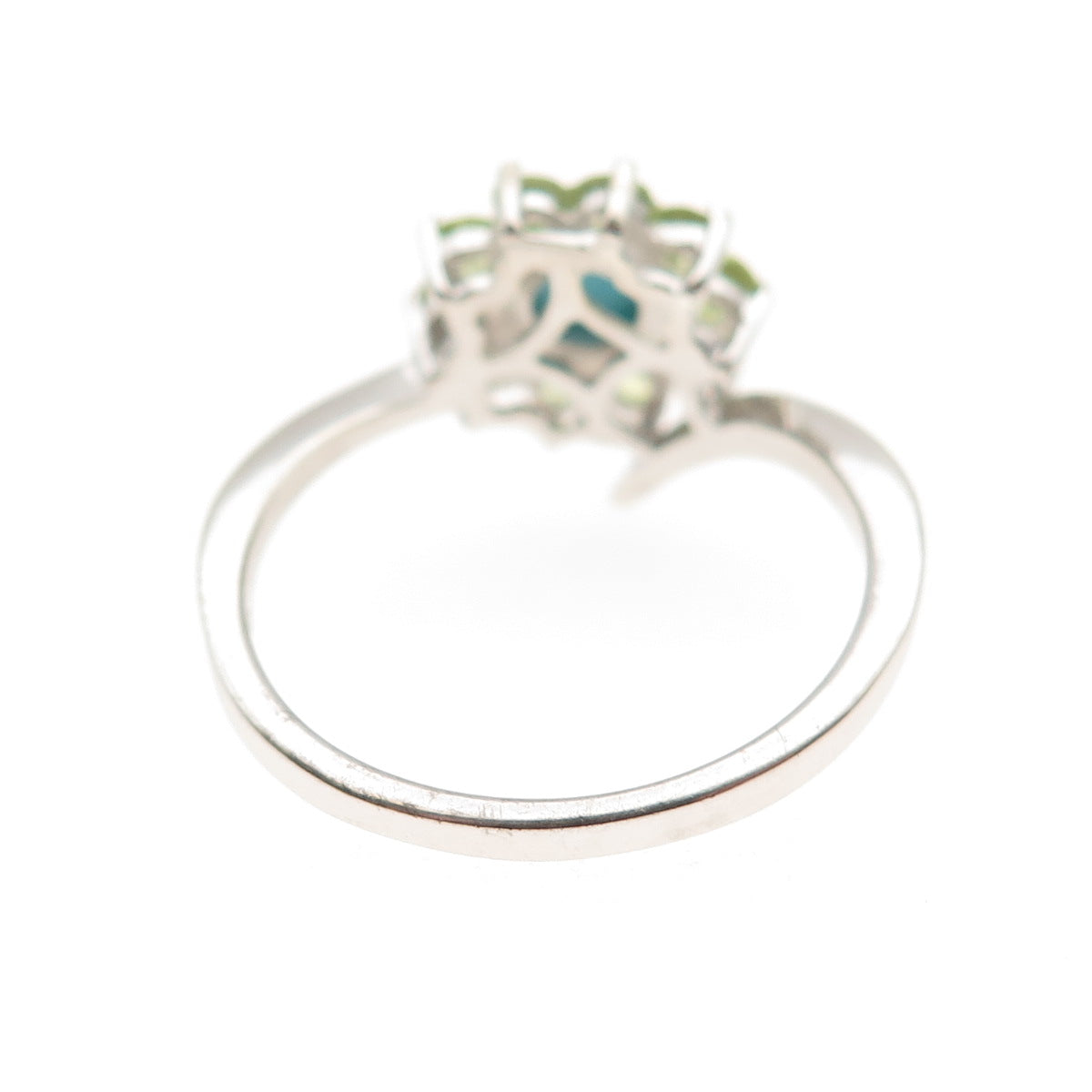 Chuck Clemency 925 Sterling Silver Real Turquoise Peridot Floral Ring Size 8.25