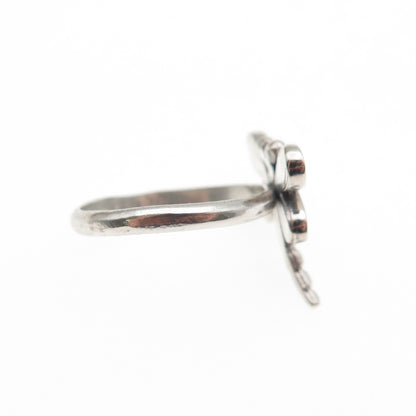 925 Sterling Silver Vintage Real MOP Dragonfly Ring Size 5.5