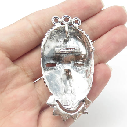 925 Sterling Silver Vintage Reproduction Tribal Face Mask Slide Pendant