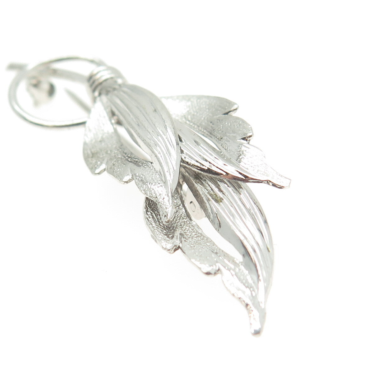 TRU-KAY 925 Sterling Silver Vintage Leaf Floral Pin Brooch