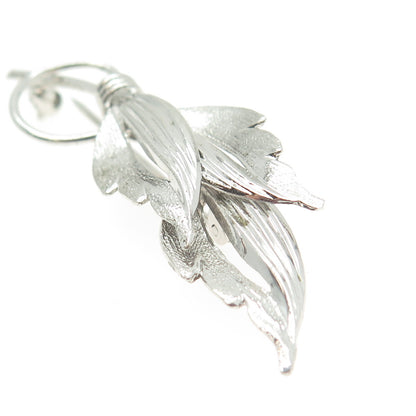 TRU-KAY 925 Sterling Silver Vintage Leaf Floral Pin Brooch