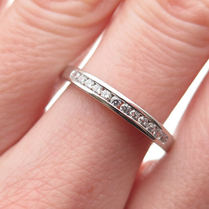925 Sterling Silver Round-Cut C Z Half Eternity Band Ring Size 7