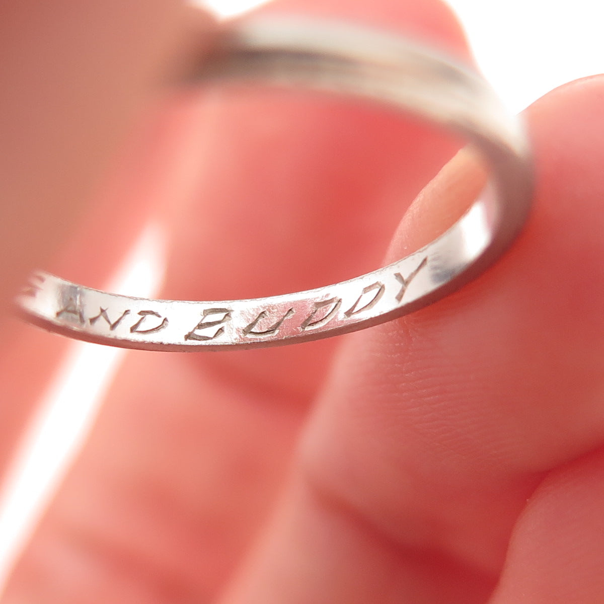 Platinum Antique Art Deco Stackable Engraved Wedding Band Ring Size 5.25