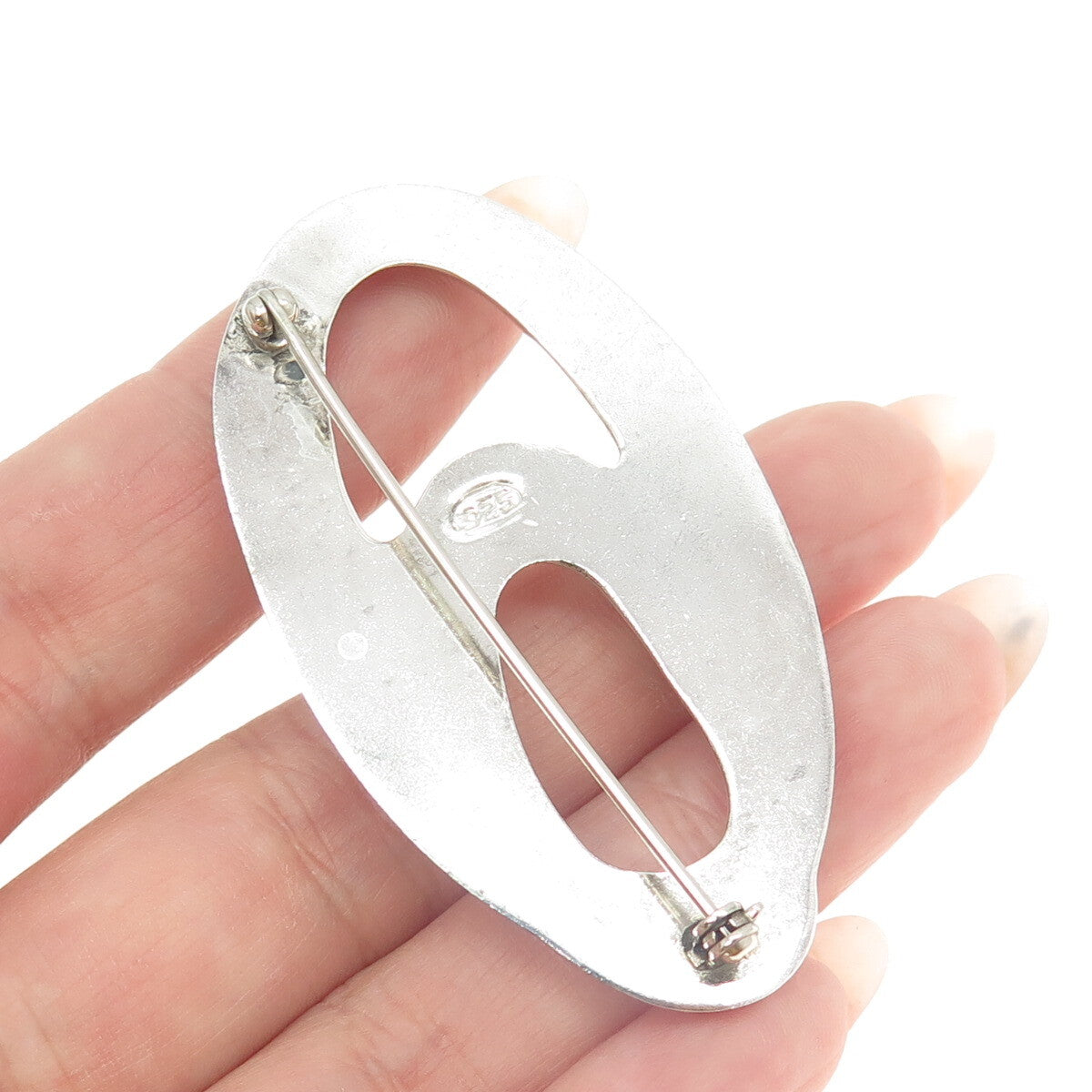 925 Sterling Silver Vintage Modernist Pin Brooch