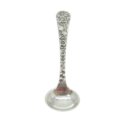 S. KIRK & SON 925 Sterling Silver Antique Art Deco Floral Salt & Spices Spoon