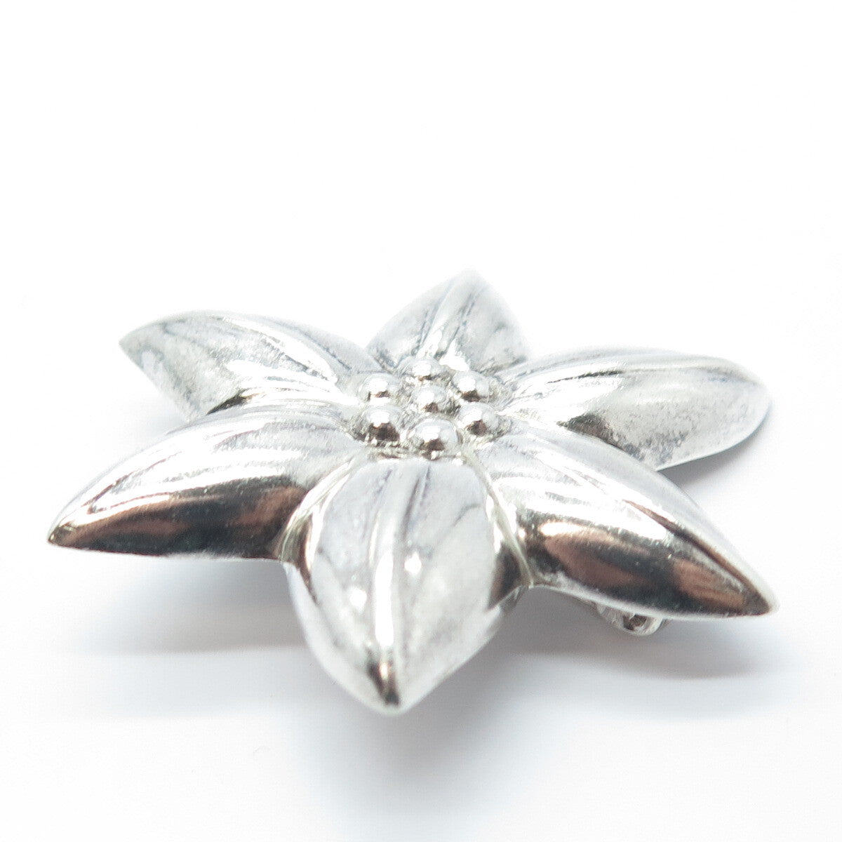 925 Sterling Silver Vintage Petal Floral Pin Brooch