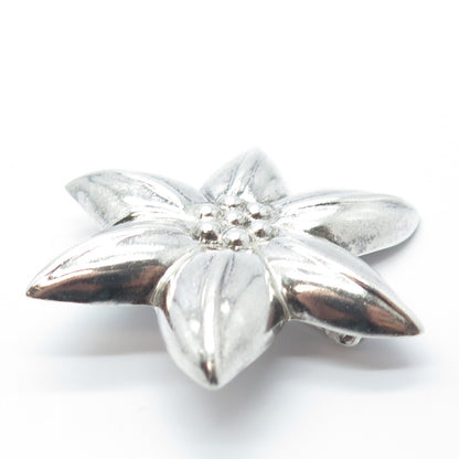 925 Sterling Silver Vintage Petal Floral Pin Brooch