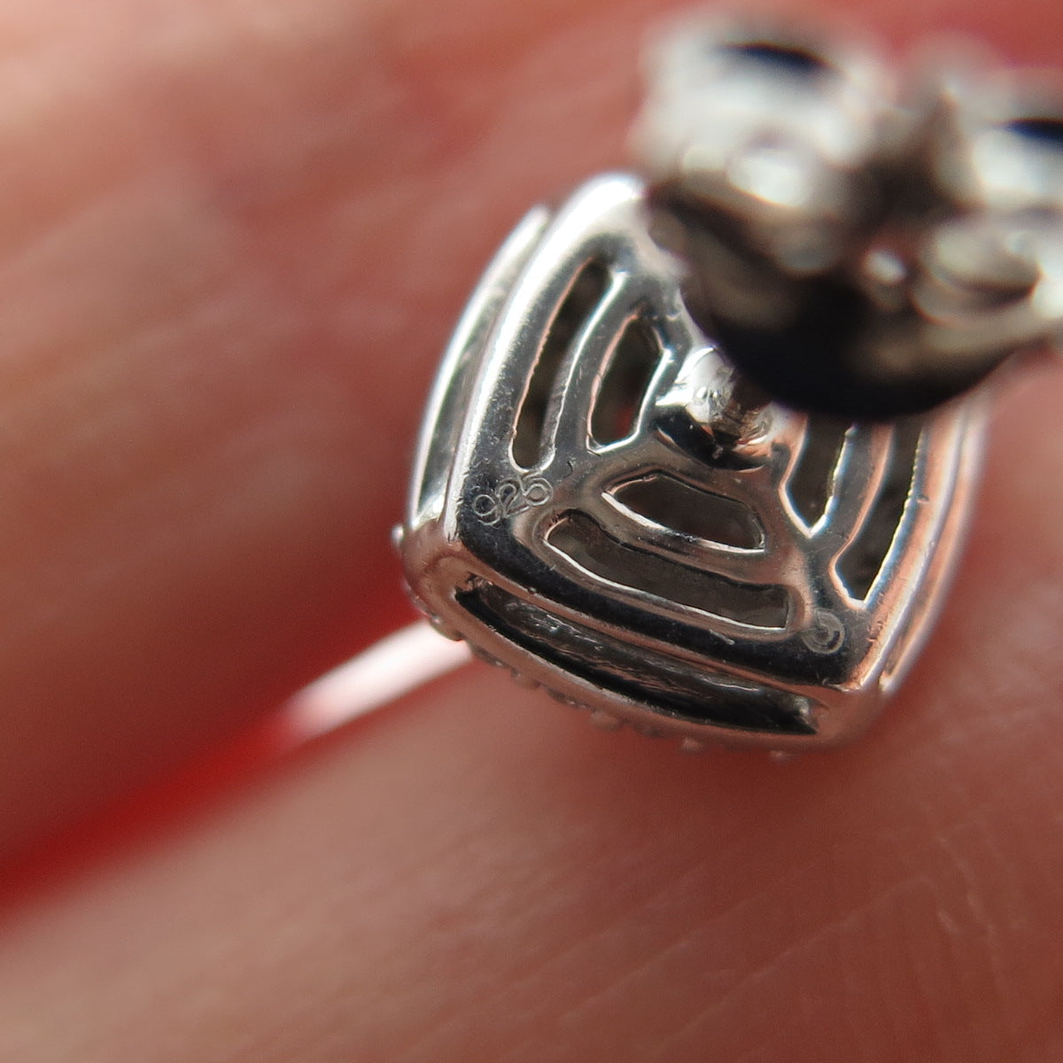 925 Sterling Silver Round-Cut C Z Cushion Stud Earrings