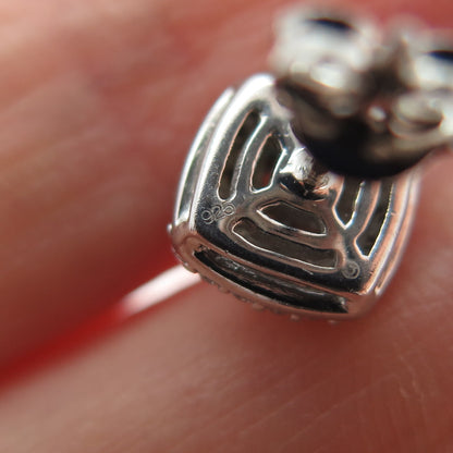 925 Sterling Silver Round-Cut C Z Cushion Stud Earrings