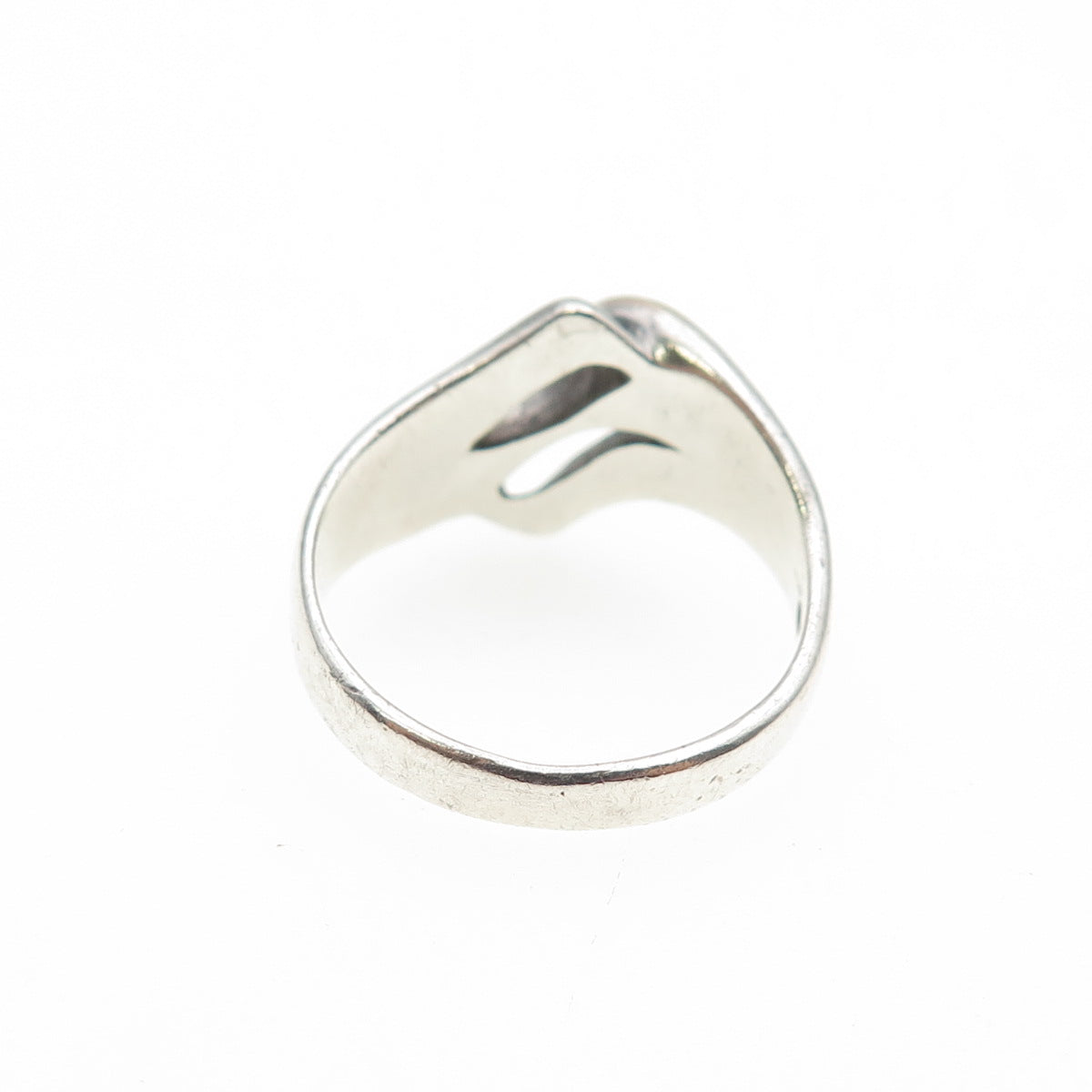 925 Sterling Silver 10K Gold Vintage Modernist Wavy Ring Size 6.75