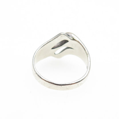 925 Sterling Silver 10K Gold Vintage Modernist Wavy Ring Size 6.75