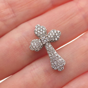 JCM Jacmel Mauritius 925 Sterling Silver Round-Cut C Z Cross Slide Charm Pendant