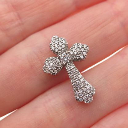 JCM Jacmel Mauritius 925 Sterling Silver Round-Cut C Z Cross Slide Charm Pendant