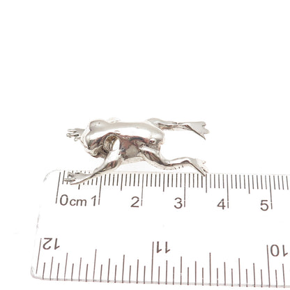 925 Sterling Silver Vintage Frog For Good Luck 3D Slide Charm Pendant