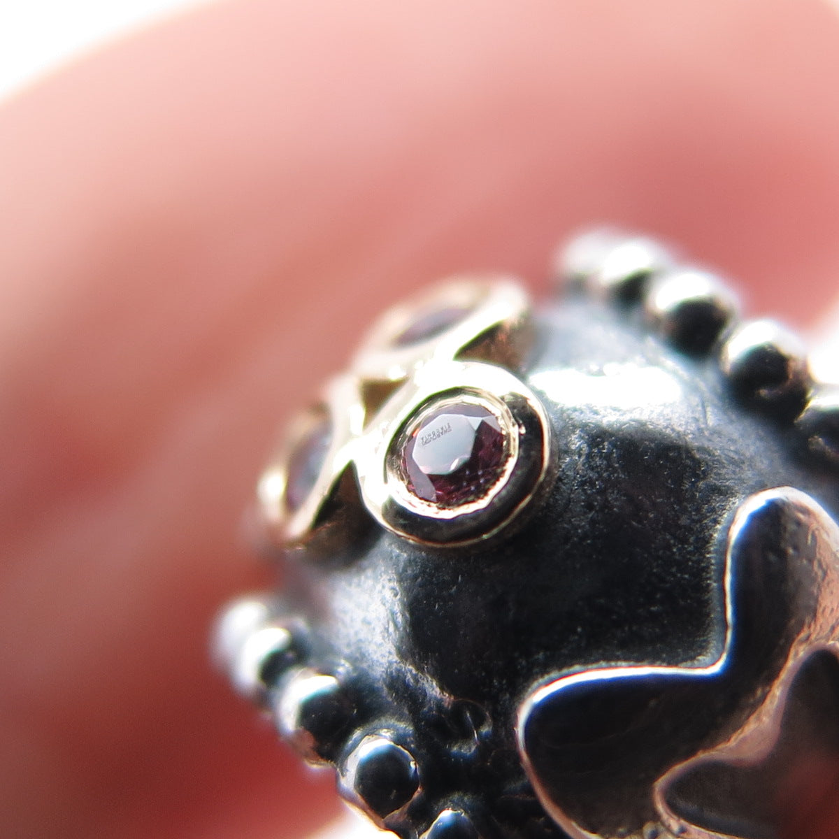 PANDORA 925 Sterling Silver & Gold Swarovski Crystal Mom Slide Bead Charm