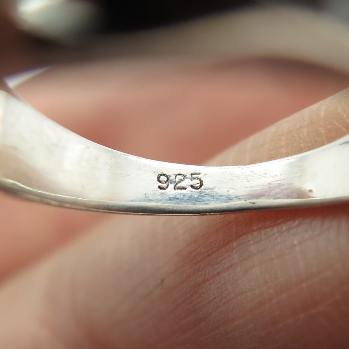 925 Sterling Silver Real Round-Cut Diamond Ring Size 6.75