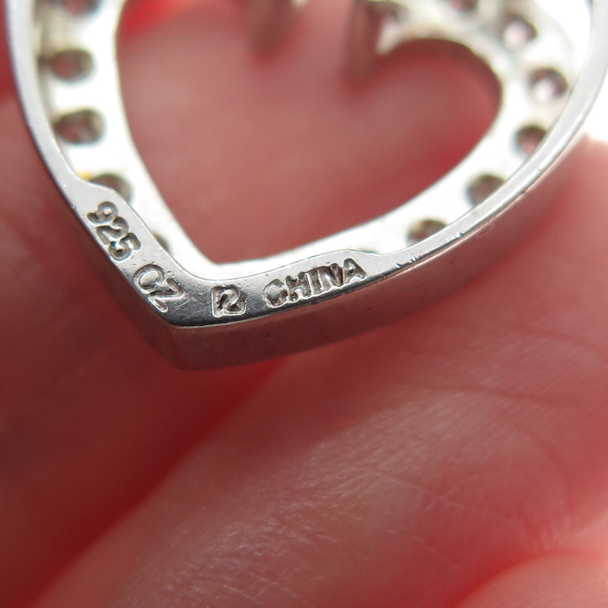 ROSS SIMONS 925 Sterling Silver Round-Cut Shaped C Z Open Heart Slide Pendant