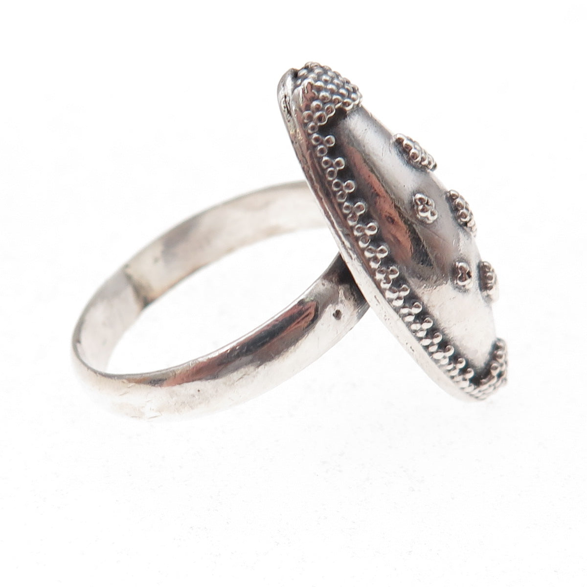 925 Sterling Silver Vintage Granulated Oxidized Ring Size 9.75