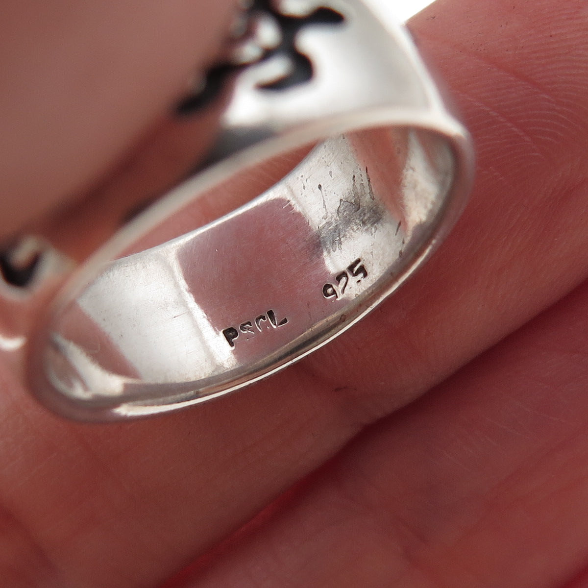 Peter Stone 925 Sterling Silver Vintage Turtle Oxidized Band Ring Size 7.25