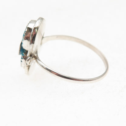 Effie Calavaza Zuni Old Pawn Sterling Silver Vintage Turquoise Ring Size 10.25
