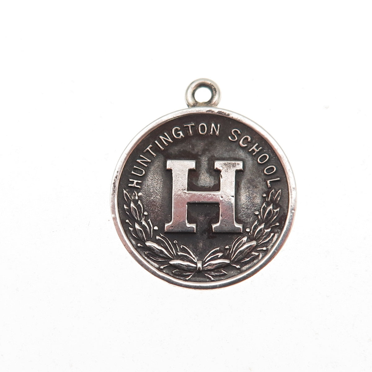 Wood Boston 925 Sterling Silver Antique 1923 Huntington School Oxidized Pendant