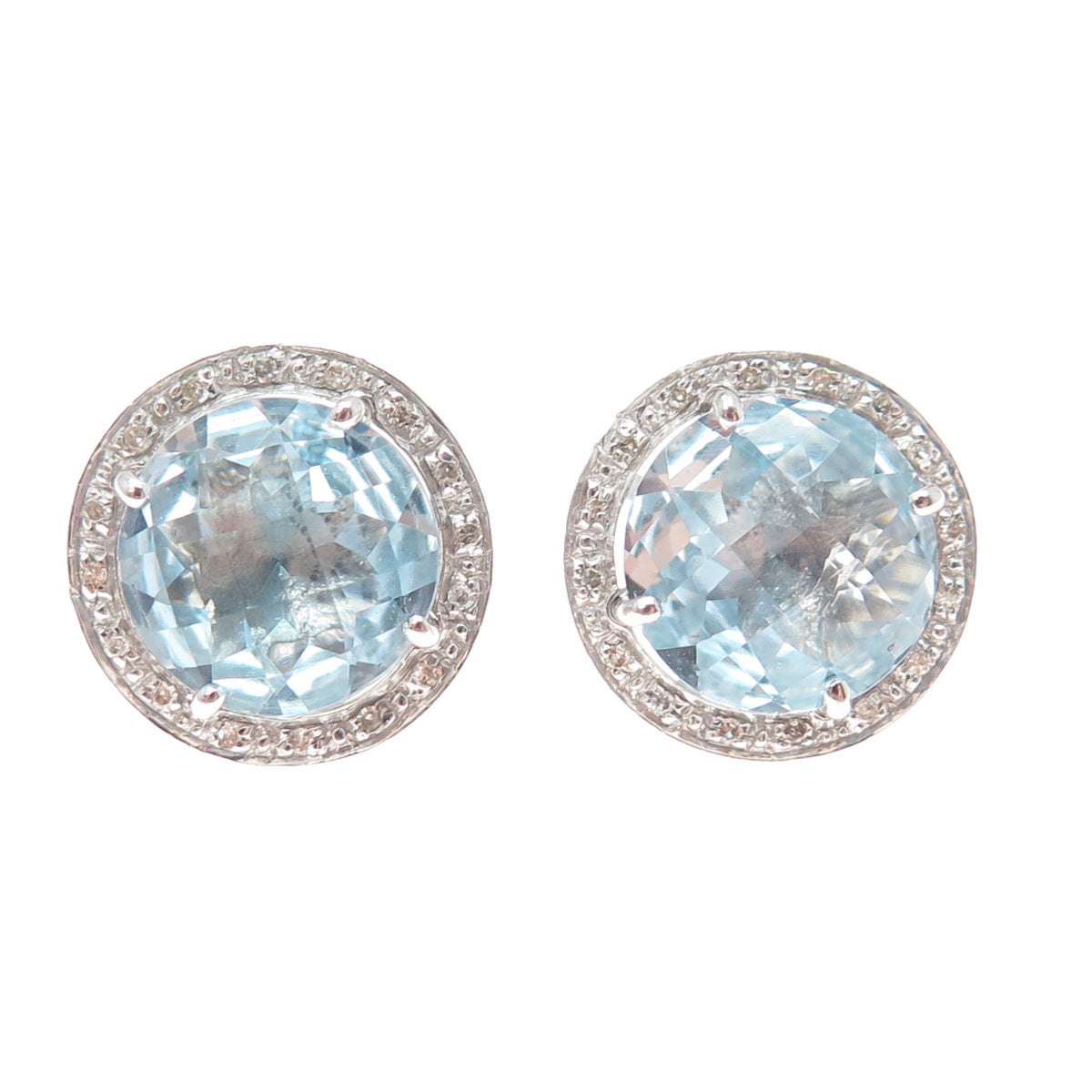925 Sterling Silver Real Diamond & Blue Topaz Interchangeable Earrings