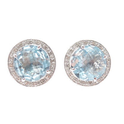 925 Sterling Silver Real Diamond & Blue Topaz Interchangeable Earrings