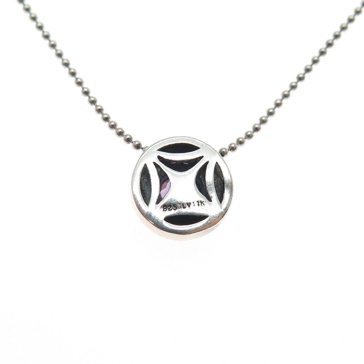 SLV Sadye L Vassil 925 Sterling 14K Gold Real Amethyst Beaded Chain Necklace 16"