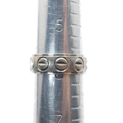 925 Sterling Silver 2-Tone Vintage Italy Diamond-Cut Band Ring Size 6