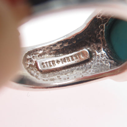 JOSEPH ESPOSITO 14K Gold Sterling Silver Vintage Real Turquoise Ring Size 9.25